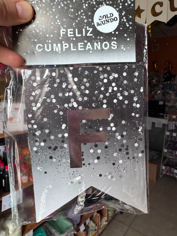 Producto - Banderín Feliz Cumpleaños Blanco y Negro jaspeado x 2 mts x1