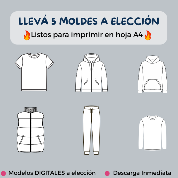 Producto - Pack 5 Moldes a Elección Hombre