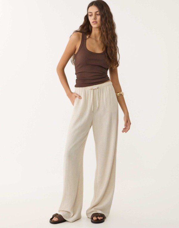 Producto - Pantalón de Lino fluido Stradivarius