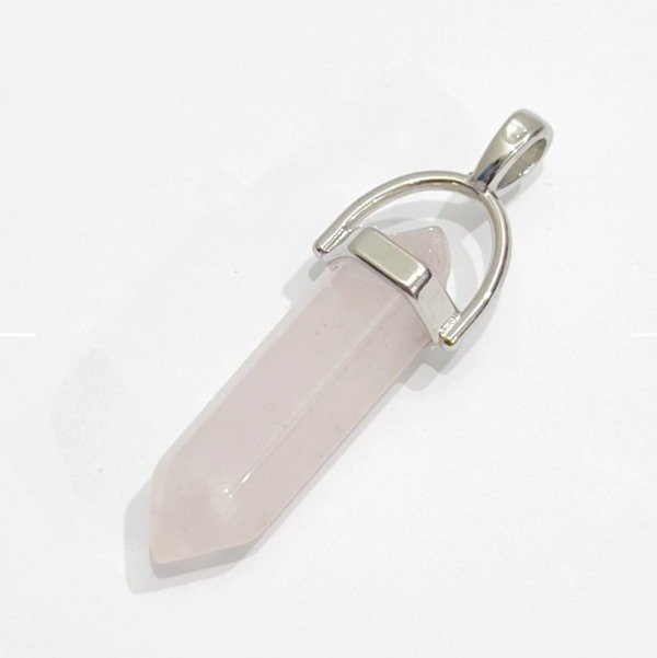 Producto - Dije biterminado de cuarzo rosa