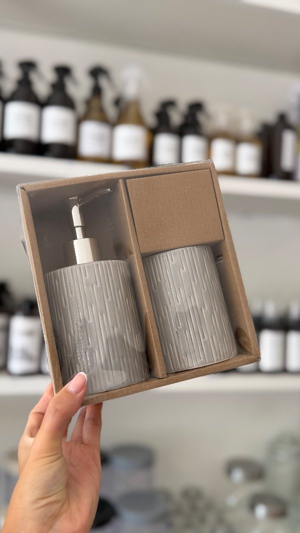 Producto - Set Dispenser + Vaso Textura Gris