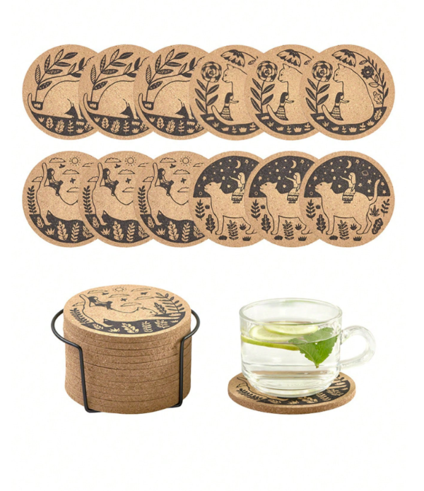 Producto - Posavasos de corcho x4. Sublimado de gatitos.