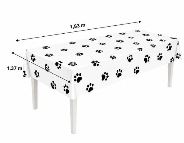 Producto - Mantel Metalizado Descartable Blanco / Huellitas Perro - 2