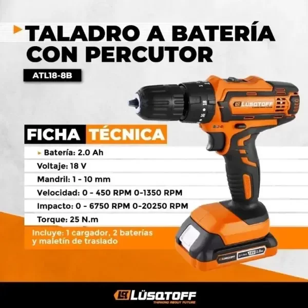 Producto - TALADRO A BATERIA CON PERCUTOR LÜSQTOFF ATL18-8B