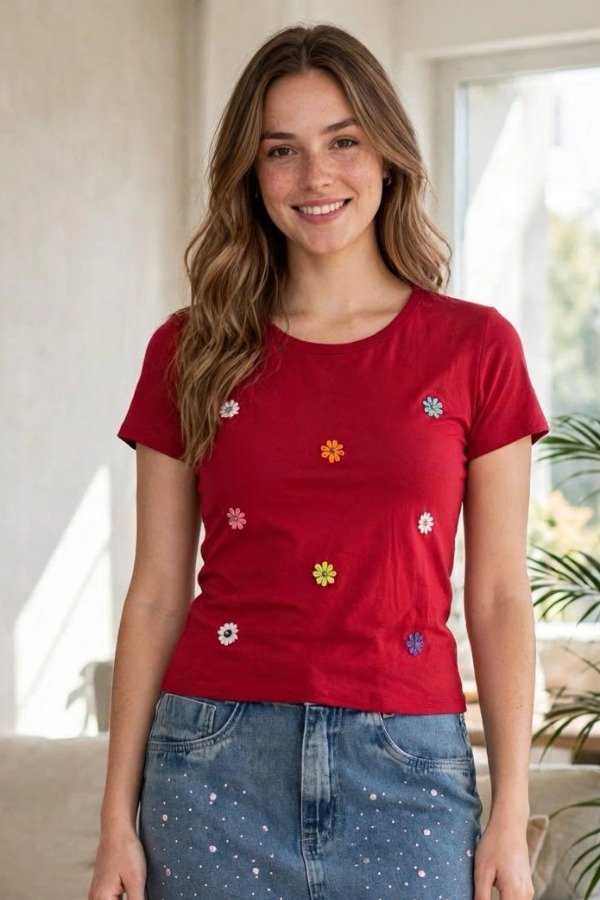 Producto - Remera MC con apliques flor algodon 28br29 - 2