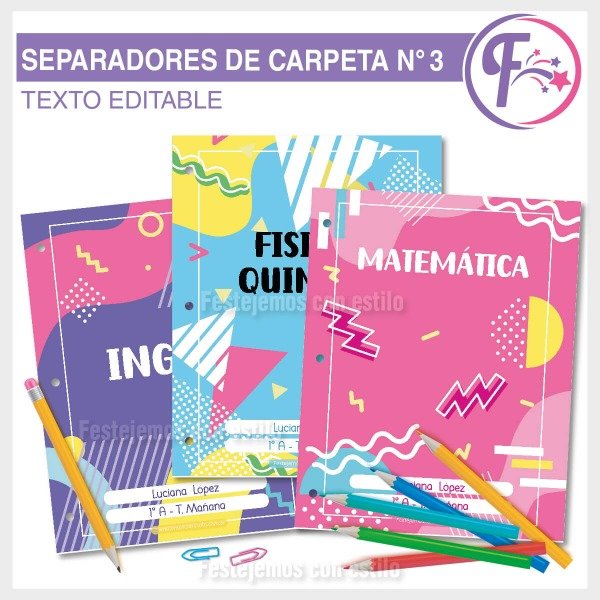 Producto - Memphis Color Kit Escolar Separadores Imprimibles