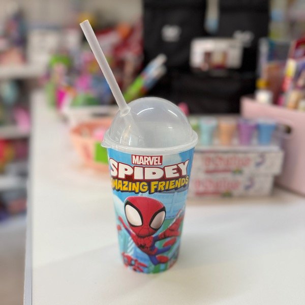 Producto - Vaso 500cc con tapa domo y sorbete Spidey 6926