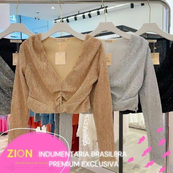 Producto - BLUSA SHINE BEIGE / NEGRA