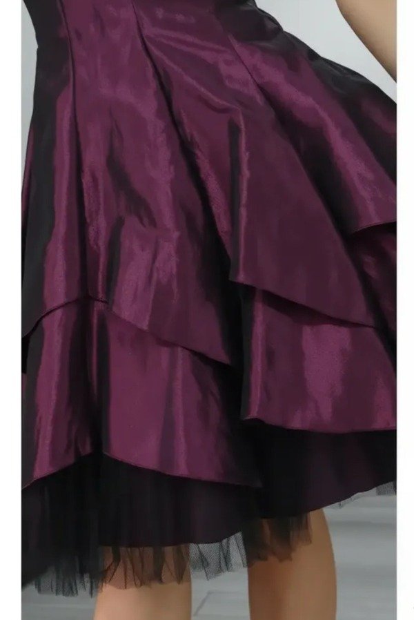 Vestido corto con capas strapless tafetán — imagen 2