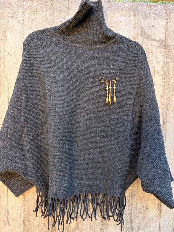 Producto - Poncho lana gris topo