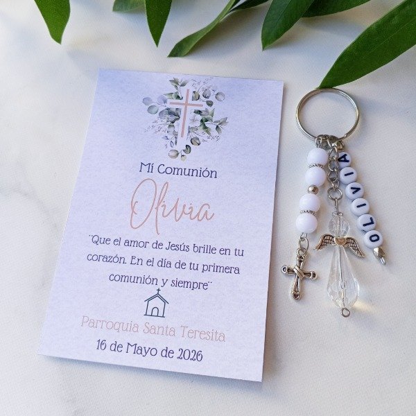 Producto - Llavero San Miguel con nombre + Estampita