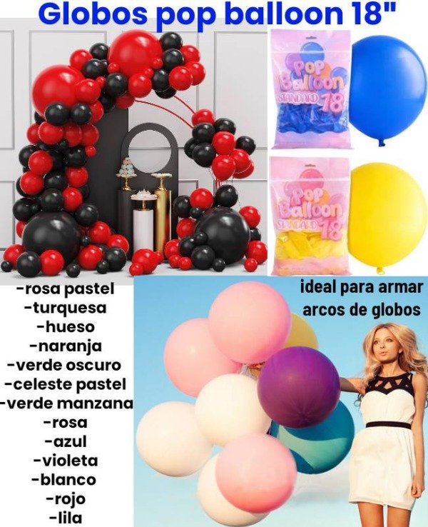 Producto - Globo 18 pulgadas x unidad pop balloon