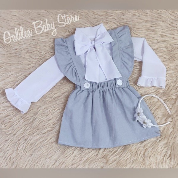 Producto - FALDA CON TIRANTES DE TUSOR EN GRIS