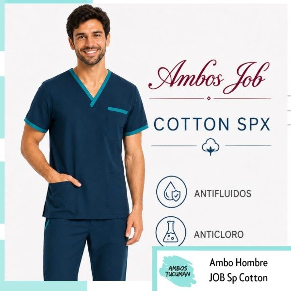 Producto - Ambo Job Petróleo Detalle Verde (Spandex Cotton)