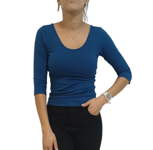 Producto - Remera Algodón Manga 3/4 Cuello U