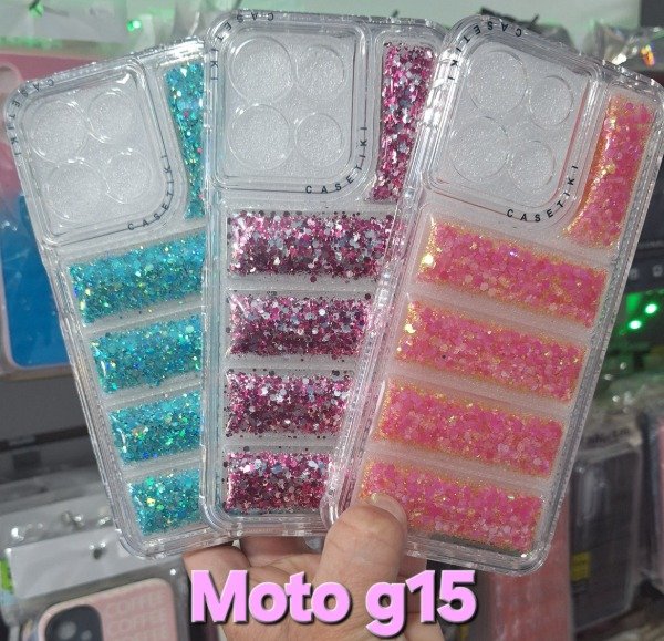 Producto - Fundas puffer glitter 360. Moto g15