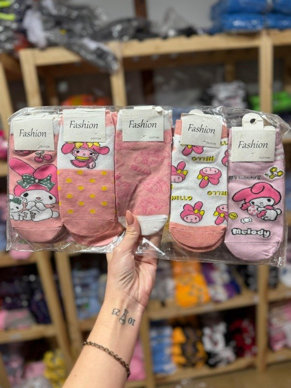 Producto - Docena Soquetes Fashion Kuromi Pink