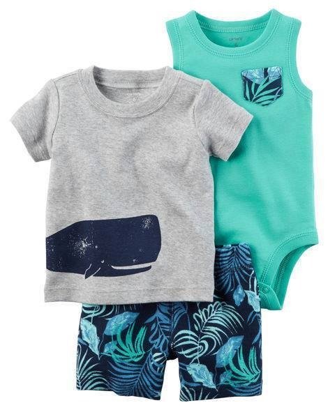 Producto - Trio Bebe Verano Musculosa Verde Bolsillo