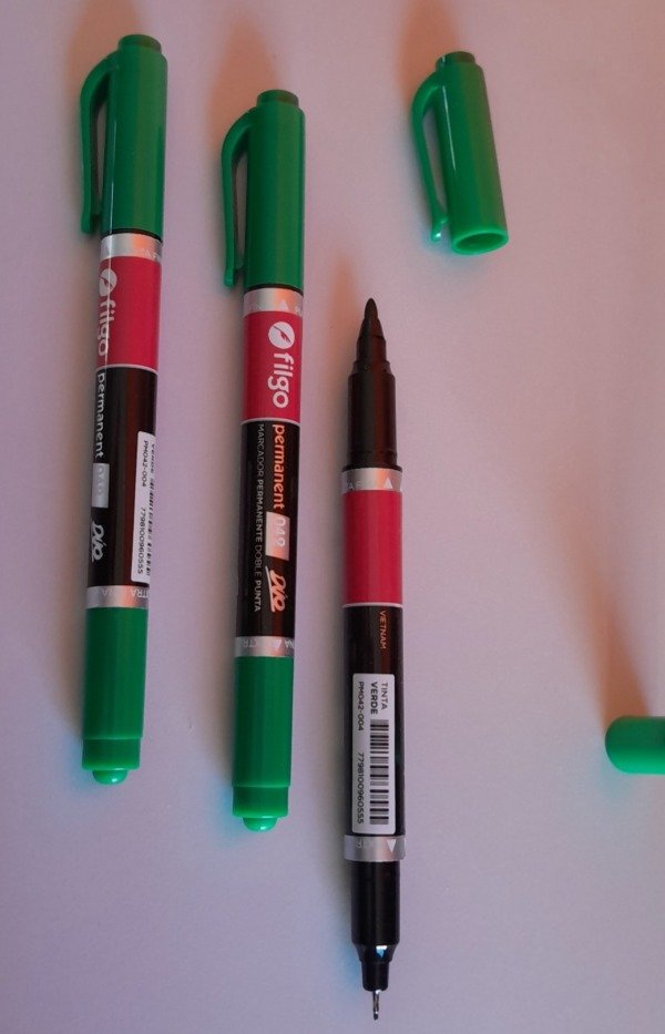 Producto - Marcador permanente verde doble punta Filgo