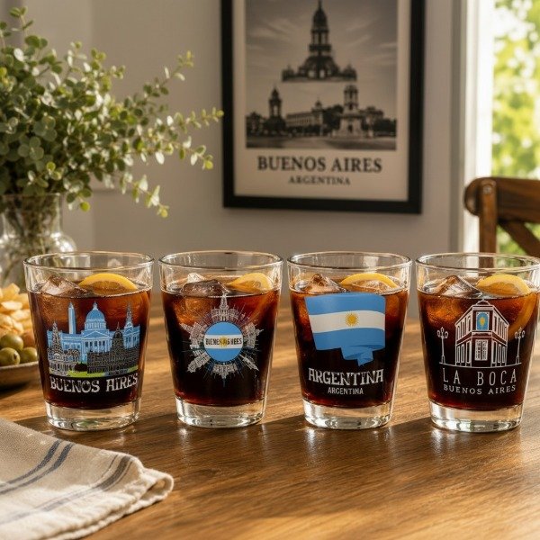 Producto - SET 4 VASOS PAMPA 400 ML VITRIFICADOS BUENOS AIRES EN CAJA