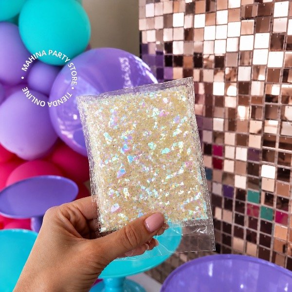 Producto - Confetti escamas blanco iridiscente