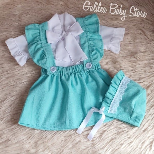 Producto - FALDA CON TIRANTES DE TUSOR EN VERDE AGUA