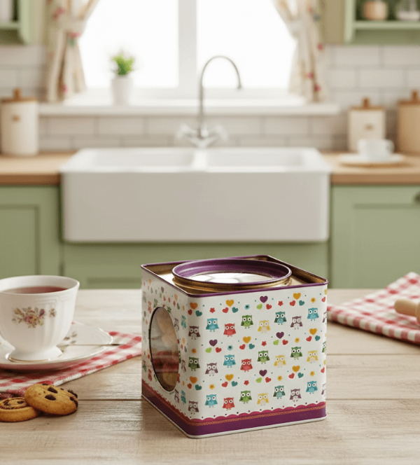 Producto - Lata Litografiada Para Galletitas 16 X 16 Cm