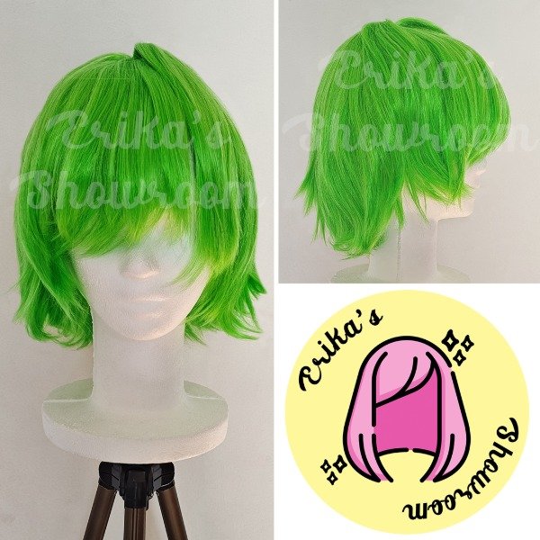 Producto - Peluca corta desmechada con flequillo verde 80