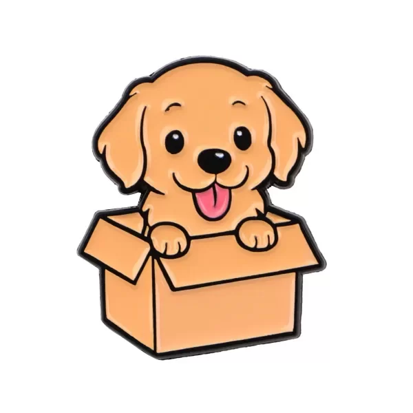 Producto - Pin Perro cachorro en caja - Golden Retriever