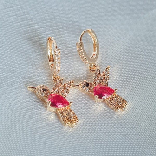 Producto - Aros colibrí rosa