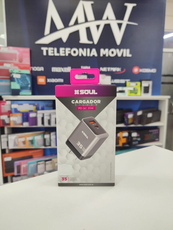 Producto - Cargador Viajero SIlver PD+USB 35W Sin Cable Soul CVJ-USBPD35GR