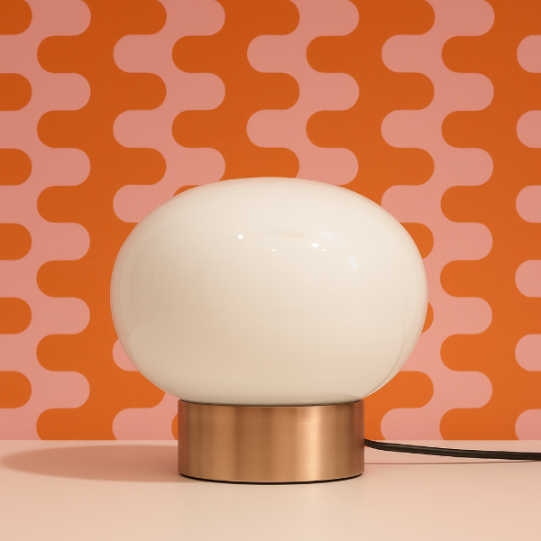 Producto - Lámpara oval vidrio  opal blanco brillante