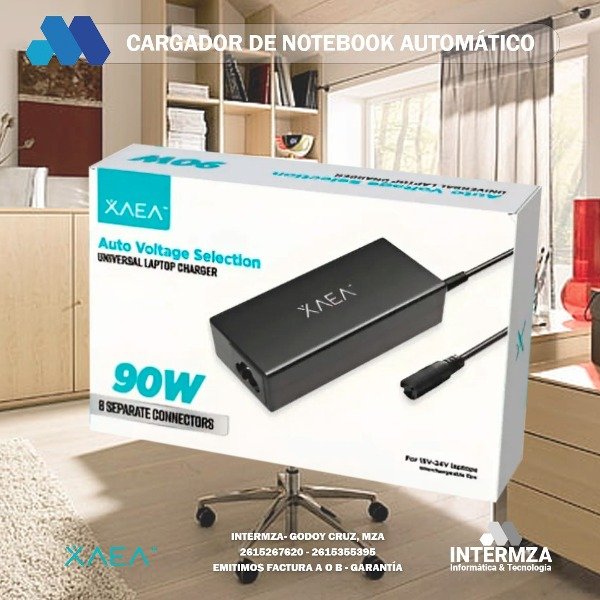 Producto - CARGADOR DE NOTEBOOK AUTOMATICO XAEA 90W / 8 PINES INTERCAMBIABLES