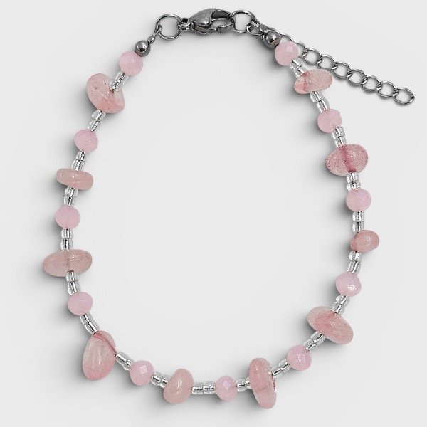 Producto - Pulsera de cristal checo y piedras naturales - Escallas - Cuarzo rosa