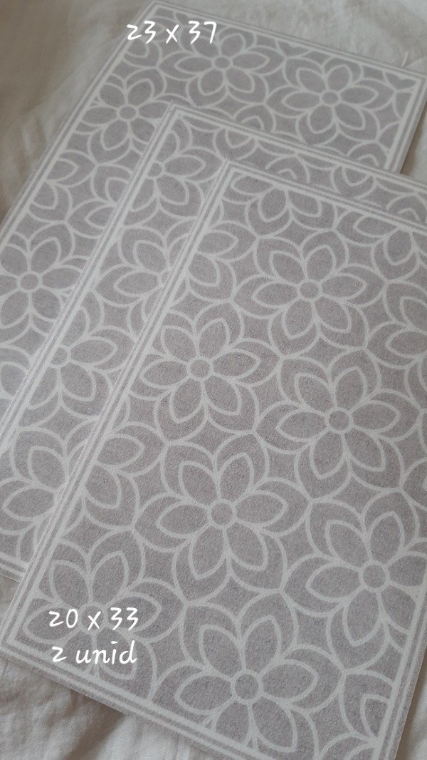 Producto - Individual vinilico flor fondo lino gris