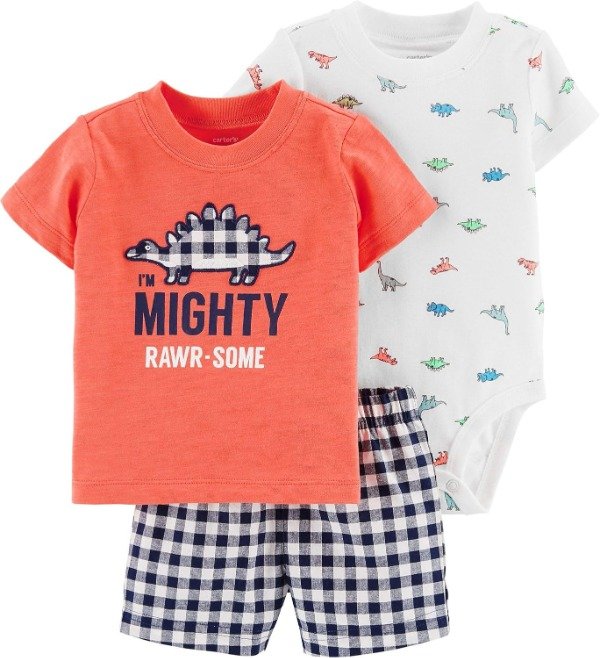 Producto - Trio Bebe Verano Naranja con Dino