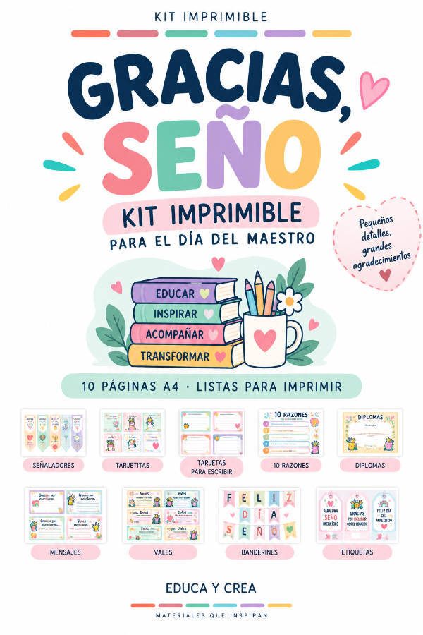 Producto - GRACIAS, SEÑO - Kit Imprimible para el Día del Maestro