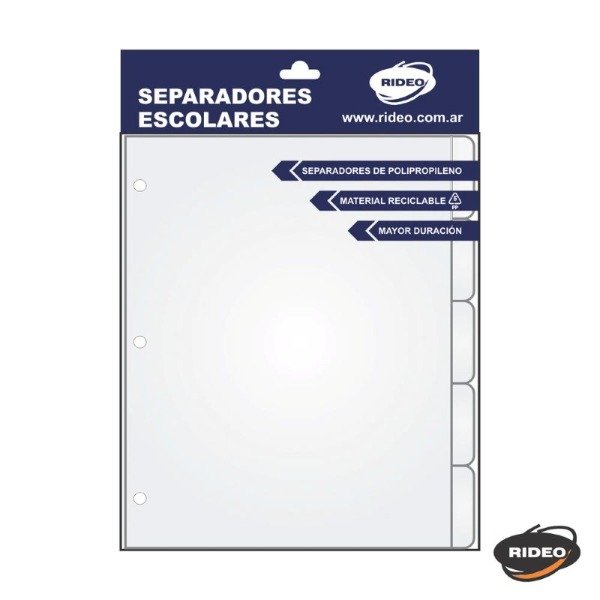 Producto - Separador escolar Rideo 5 pos. Cristal