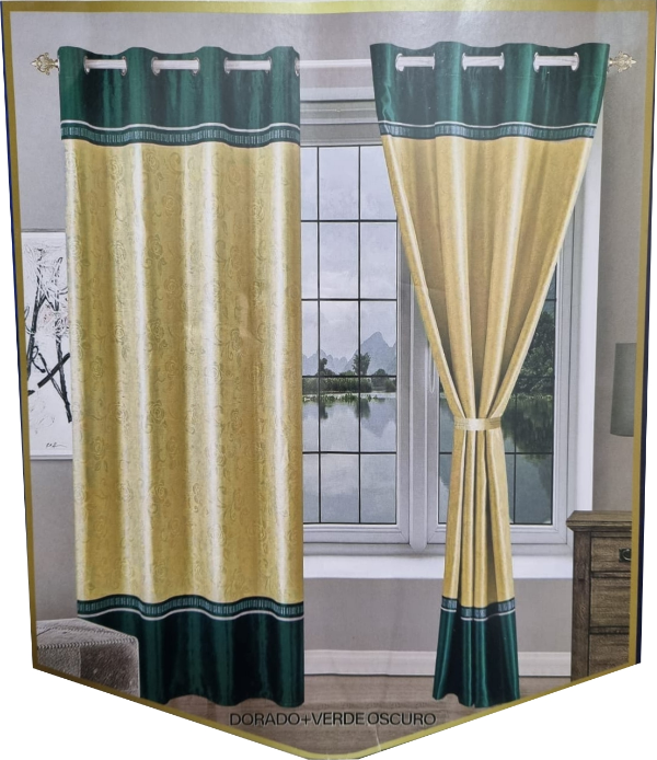 Producto - SET X 2 CORTINAS JACQUARD BLACKOUT BICOLOR BRILLO 150x230cm
