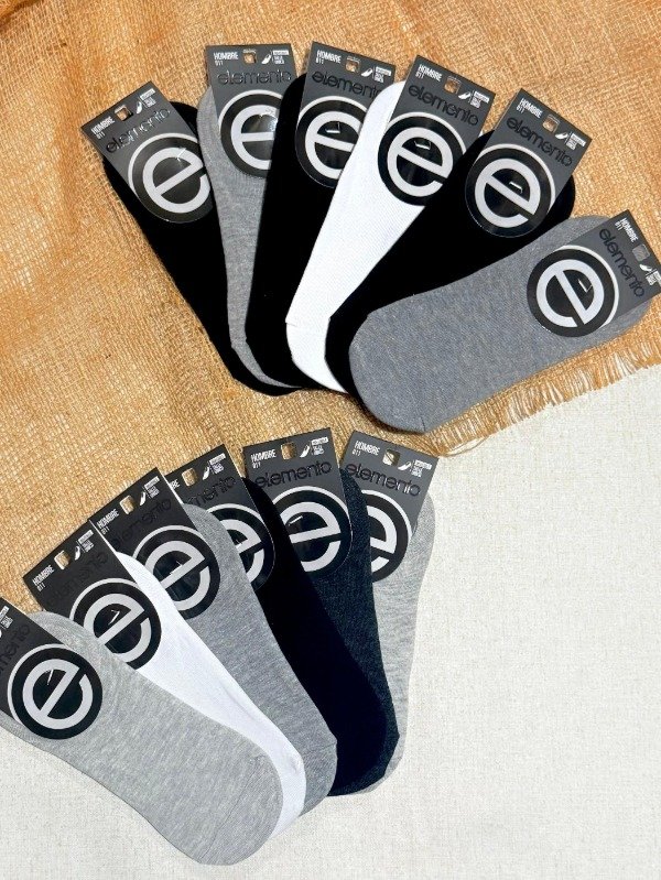 Producto - ELEMENTO MEDIAS INVISIBLES DE HOMBRE LISOS Y ESTAMPADOS Pack x 12