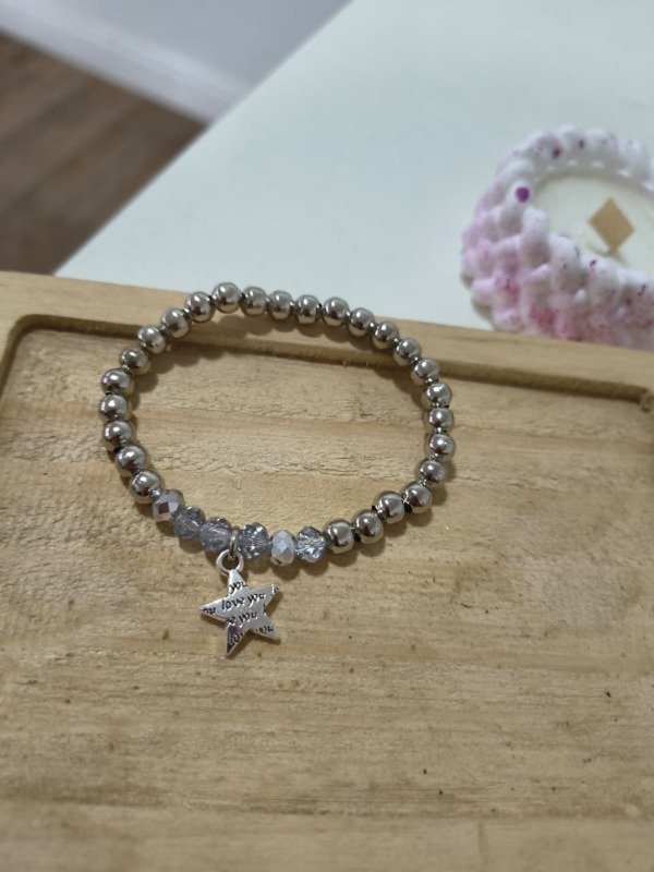 Producto - Pulsera bolitas plateadas estrella