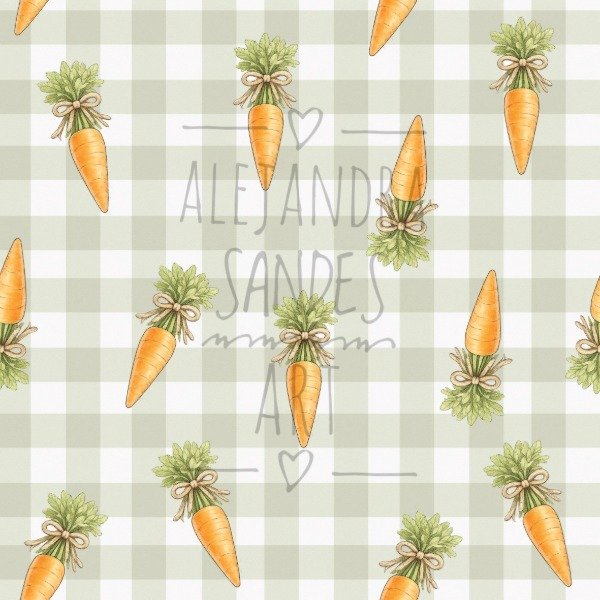 Producto - Tela escocesa verde con zanahoriasTela escocesa verde con zanahorias