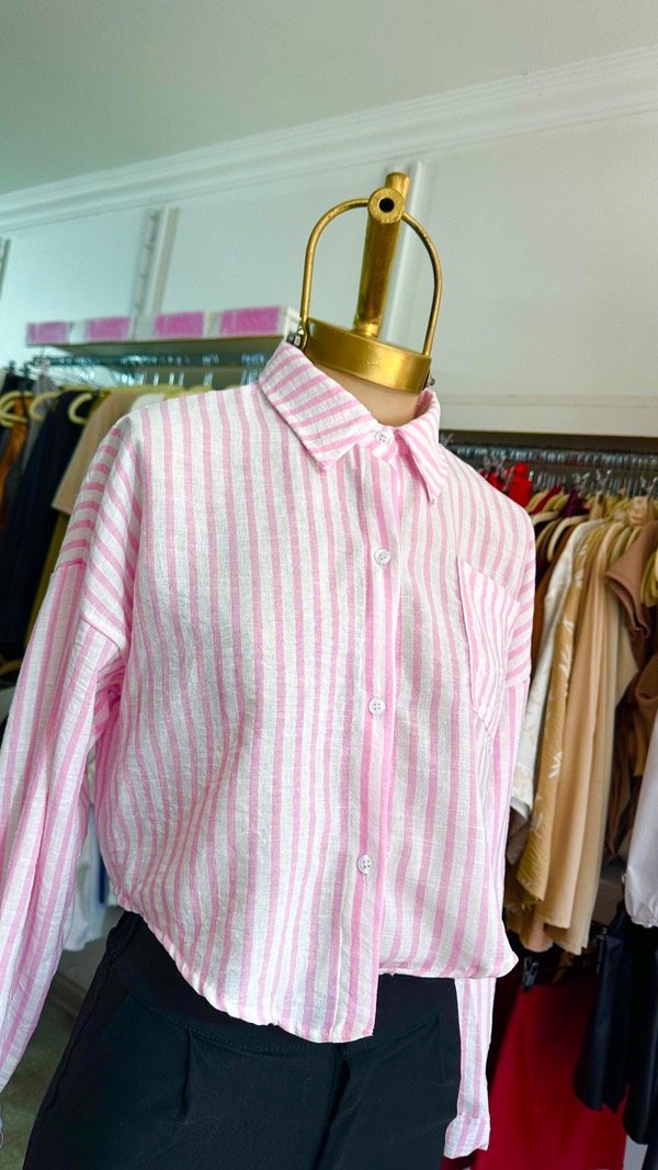 Producto - CAMISA LINO RAYADA ROSA