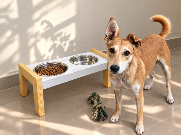 Producto - Comedero elevado 52x22cm 18cm alto Incluye 2 bowls de acero inox (POR ENCARGUE) - 0