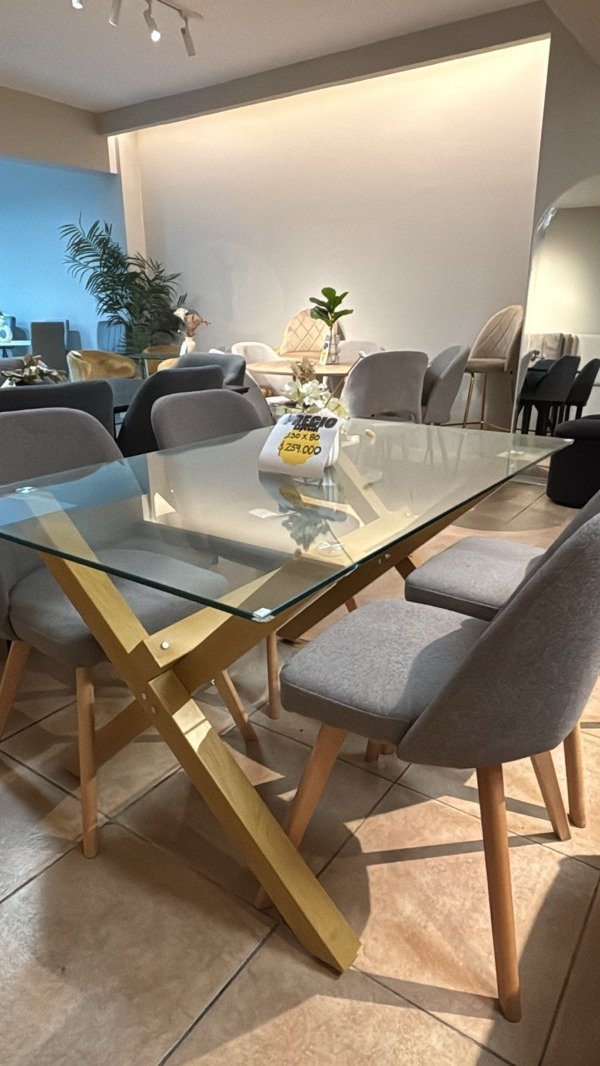 Producto - OFERTA JUEGO DE COMEDOR / MESA CUADRA DE VIDRIO 1.30 X 80