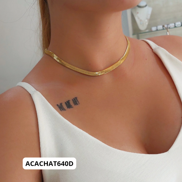 Producto - Cadena chata gruesa Acero dorado