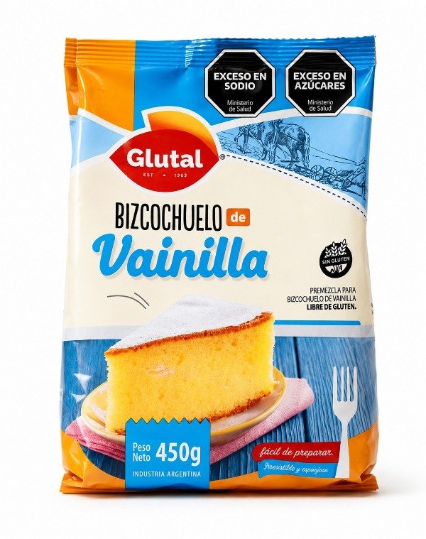 Producto - PREMEZCLA PARA BIZCOCHUELO DE VAINILLA POR 450GR GLUTAL