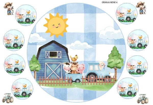 Producto - LAMINA ANIMALITOS GRANJA NENE 4 REDONDA