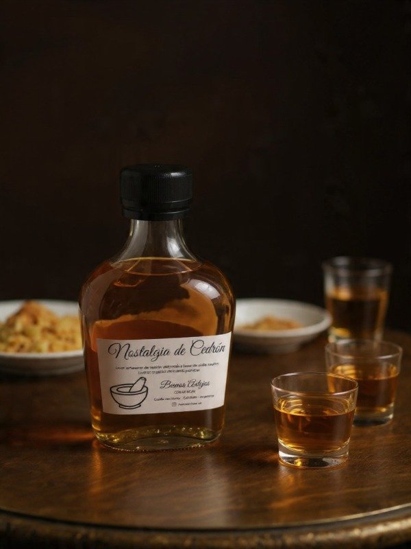 Producto - Licor de Cedrón - Nostalgia de Cedrón - petaca de 200 ml