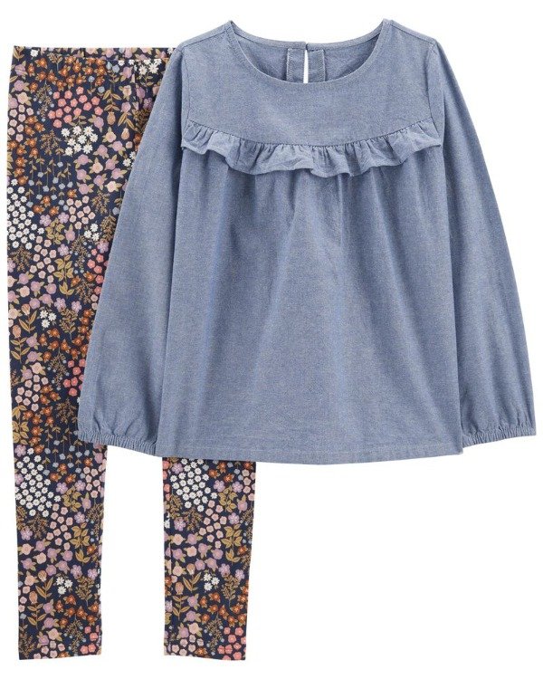 Producto - Conjunto Blusa Simil Jean Calzas Floreadas